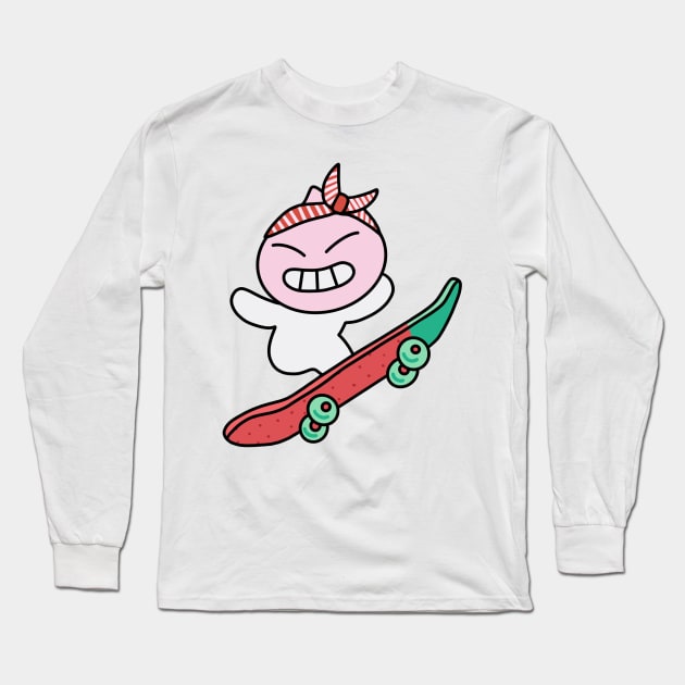 Skater Apeach Long Sleeve T-Shirt by smileyfriend